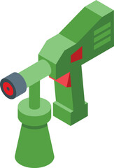 Green gun icon isometric vector. Paint spray. Industrial metal