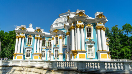 Hermitage is baroque park pavilion in Catherine Park in Tsarskoye Selo, Russia. Pushkin city