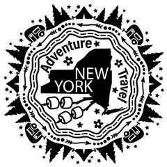 Title: Mandala USA state New York map Camper art Camping trailer