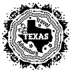 Mandala USA state Texas map Camper art Camping trailer Pop Up