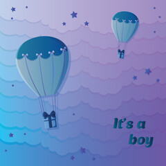 The banner it's a boy. Baby shower. Vector illustration