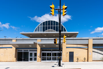 Mississauga, Ontario, Canada - July 25 2021 : Mississauga City Centre Transit Terminal.