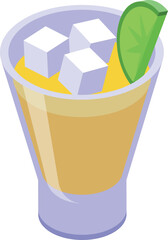 Tequila lime shot icon isometric vector. Alcohol glass. Bar drink