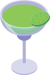 Green tequila icon isometric vector. Glass alcohol. Lime party
