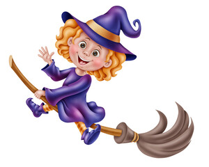 Witch flying on a broom