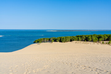 Sea view of the the Pyla dune, located in the Arcachon bay in Aquitaine, France.