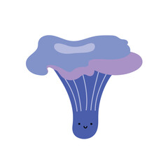 Cute mushrooms character. Funny anthropomorphic fungi. Cartoon edible forest organism with face. Magic concept. Vector woodland