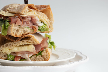 Close up Black Forest Ham Sandwich