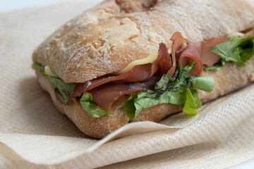 Close up Black Forest Ham Sandwich