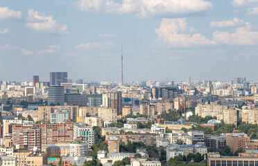 Aerial view of center of Moscow from observation deck  located on the 33rd floor of the Radisson...