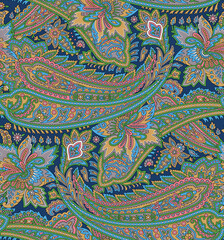 Ethnic Vintage Paisley Kalamkari Seamless Fabric Design