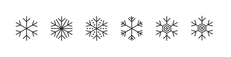 Obraz premium Snowflakes icons set. Simple christmas icons. Xmas signs. Beautiful snowflakes. Vector icons