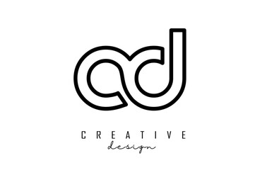 Outline Letters ad a d logo with a minimalist design. Letters with elegant, simple and two letters design.