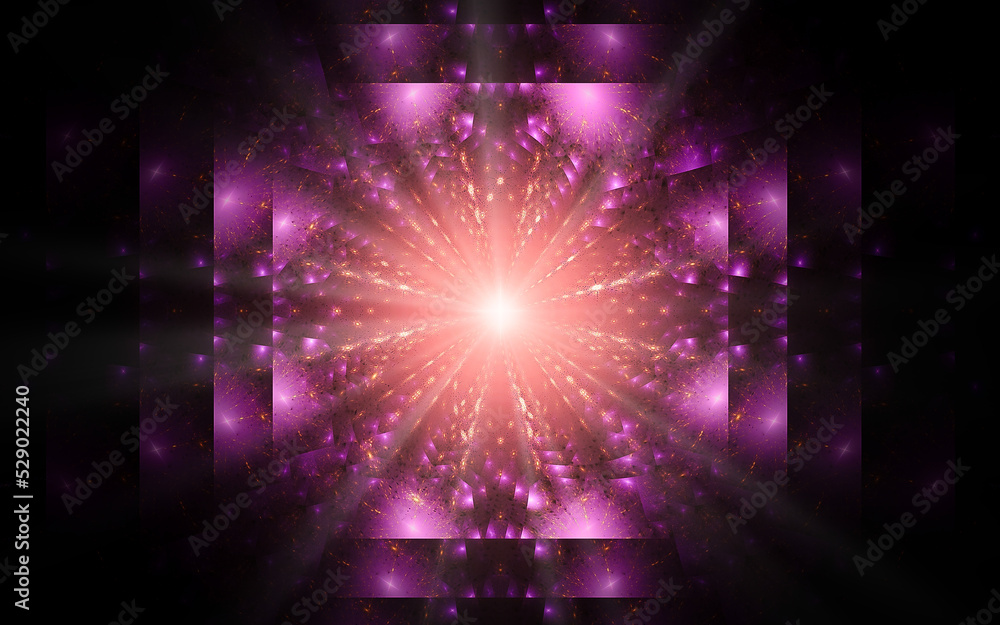 Fototapete digital illustration abstract image generated fractal background image portal pattern of various geometric shapes and lines of various colors for computer graphics or web design