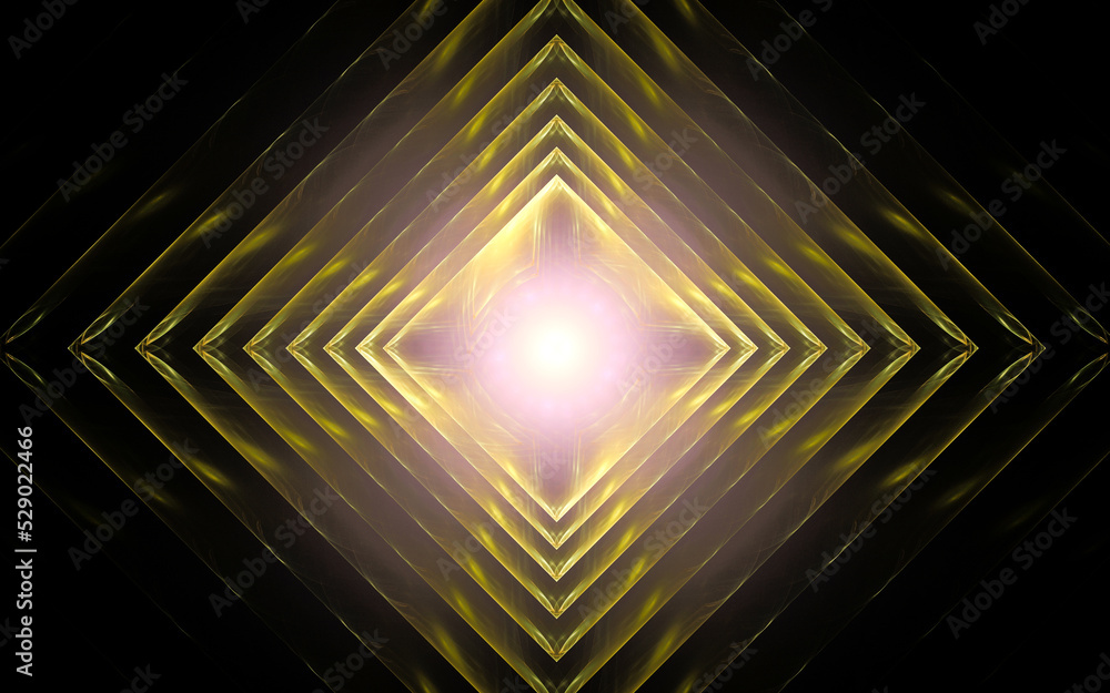 Fototapete digital illustration abstract image generated fractal background image portal pattern of various geometric shapes and lines of various colors for computer graphics or web design