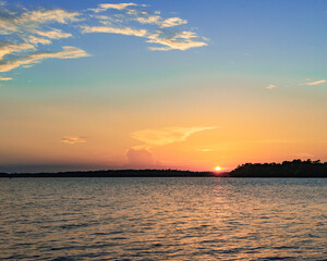 Horizontal sunset over southern lake