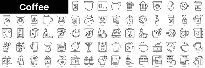 Fototapeta Set of outline coffee icons. Minimalist thin linear web icons bundle. vector illustration. obraz