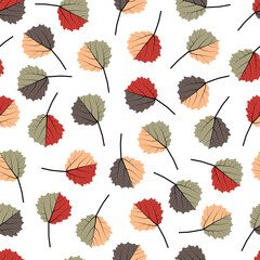 Elegant trendy seamless vector floral ditsy pattern design of tropical aspen leaves. Trendy foliage repeating texture of poplar leaves for textile