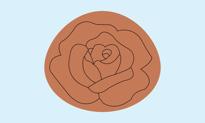 isolated rose flower line art with leaves element