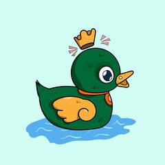 cute duck with crown