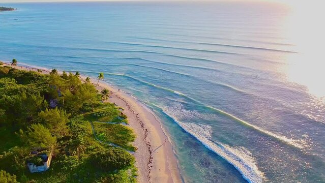 Beach holiday. Aerial drone view of playa del Carmen Mexico Stunning scenery with turquoise waters of the Caribean Sea