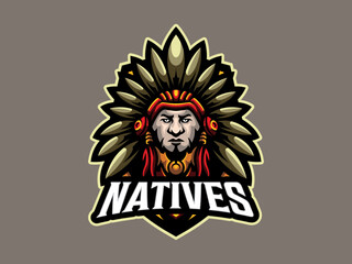 Native Apache Mascot Sport and E-sport Logo Illustration