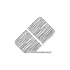 Eraser grey sketch vector icon. Flat style design