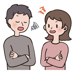 向かい合っ口論する男女