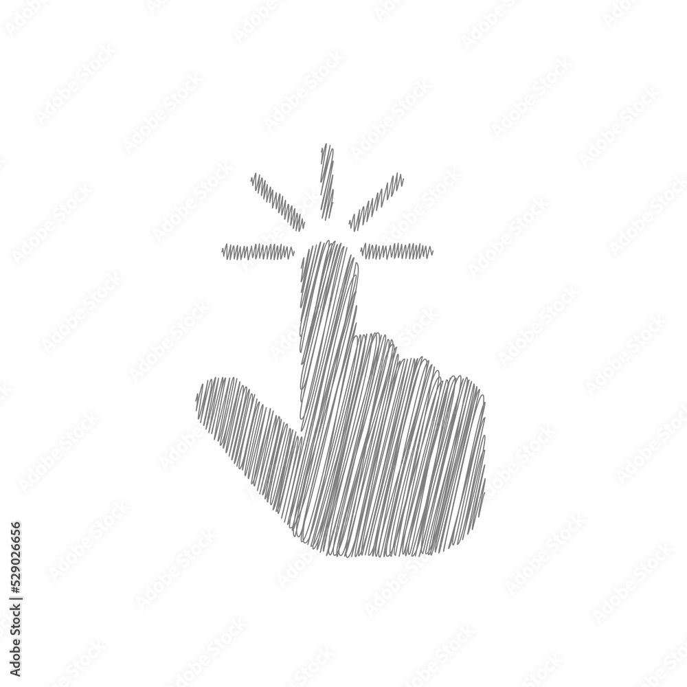 Poster hand cursor grey sketch vector icon for web, computer and mobile app