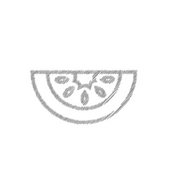 Tomato slice grey sketch vector icon. Ingredient for cooking