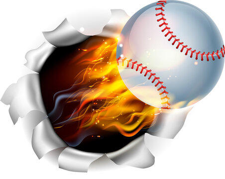 recommend clip art: Flaming Baseball Ball Tearing a Hole in the Background