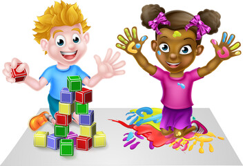 Cartoon Kids Having Fun