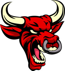 Bull Red Mean Animal Mascot