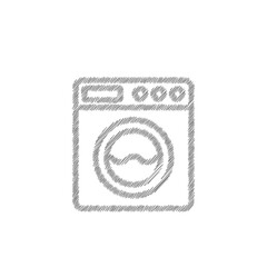 Washing machine grey sketch vector icon. Electric appliances sign