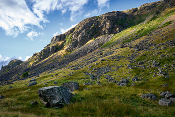 Fototapeta na wymiar Rocks on a slope of a Scottish mountain