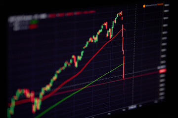 Chart of the fall in quotations of the global financial and economic crisis. Crash recession. Financial losses.