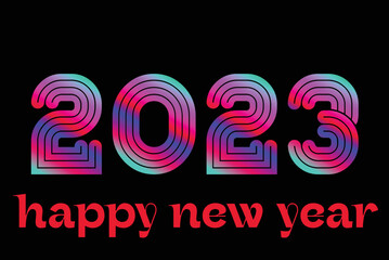 2023 Happy New Year banner. Vector illustration with colorful numbers 2023. New Year holiday symbol template on colorful