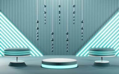 3D rendering of blank product background for cream cosmetics Modern blue pastel podium background