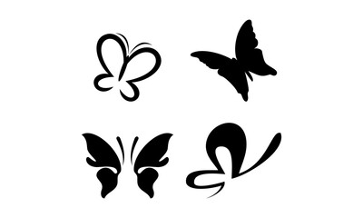 silhouette butterfly set logo vector