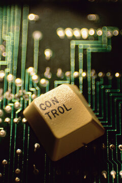 Close-up Of A Control Key On A Circuit Board