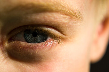 Obraz premium Attractive 8 year old boy eyes close-up.