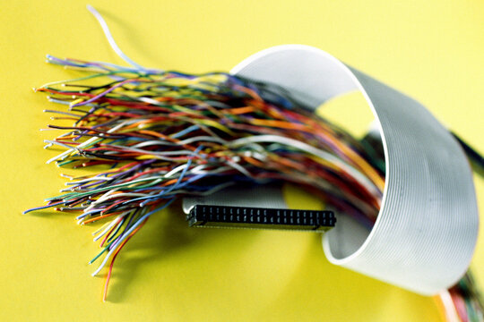 Close-up of the ends of wires and cables