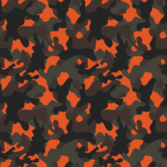 
Seamless black-orange vector camouflage modern trendy print.