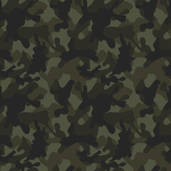 
Army camo seamless khaki pattern, vector military uniform, disguise.
