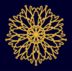Gilded mandala for laser cutting. Terry inflorescence core of the picture. Woodcarving, metal carving. Vinyl cutout. Vector coaster design. 