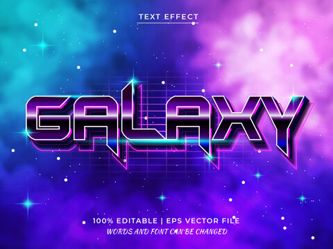 Retro Galaxy 3d Editable text effect  Premium Vector