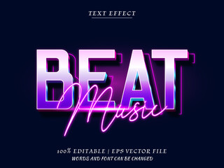Beat music editable text effect Premium Vector