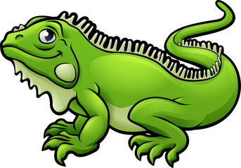 Naklejka premium Iguana Lizard Cartoon Character