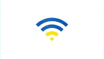 Wi-fi animation icon in the colors of the Ukrainian flag flashes on a white background. For motion design, web, mobile apps.  - Powered by Adobe