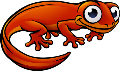 Newt or Salamander Cartoon Character